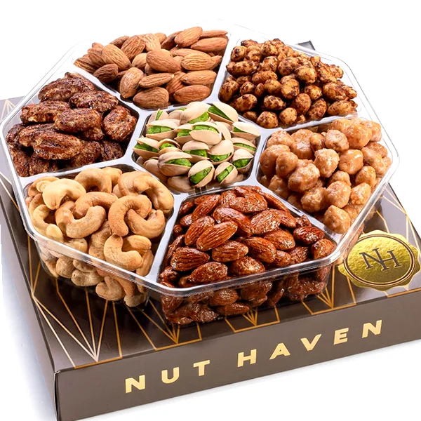 Assorted gourmet nuts gift tray — nut haven gift box style